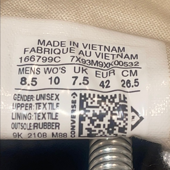 Converse Cream High-Top Sneakers SZ M-8.5 W-10 - Picture 12 of 13